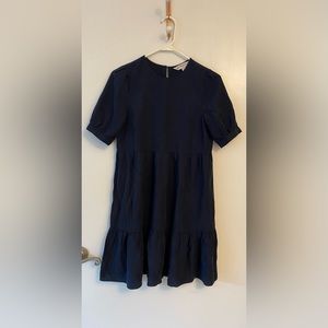 Navy Babydoll Smock Dress